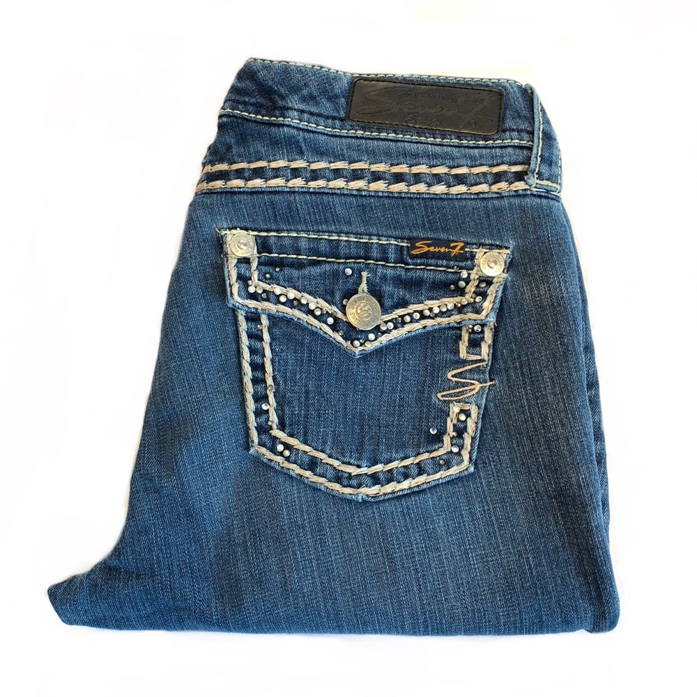 Seven7 Jeans Sz 6 Pnk/Wht Thick Stitch Baby Bt
